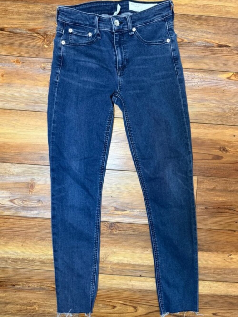 Rag & Bone Jeans Womens 25 Cate MId-Rise Skinny Dark Wash Raw Hem Stretch Denim